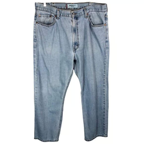 Levis 505 Jeans Size 40x30 Light Blue Denim Straight Leg Mens Pockets - Picture 1 of 3